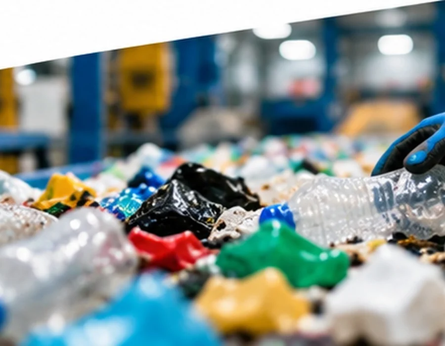 Mixed plastic materials undergoing sorting